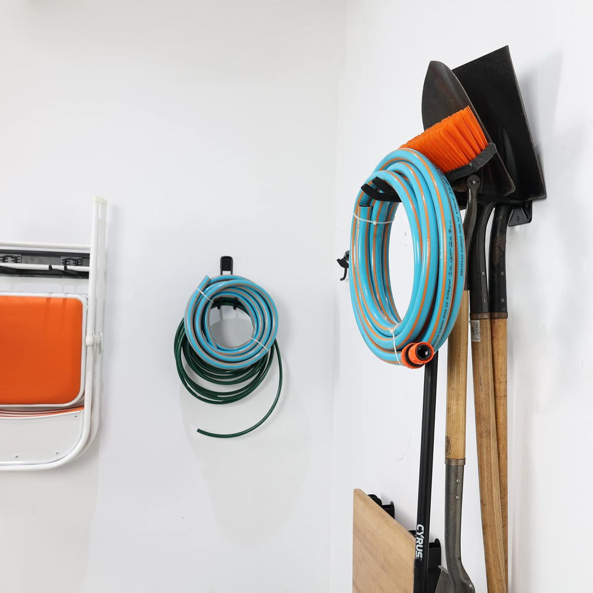 Wallmaster Wall Mount Garage Hooks, 2Pcs Heavy Duty Long Utility Storage Hooks for Hanging Tire, Chair, Ladder, Garden Tools, Strollers and More