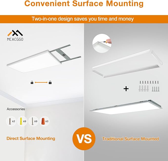 Mcacggo 2x4 FT LED Flat Panel Light Surface Mount 5000K-4000K-3000K Switchable