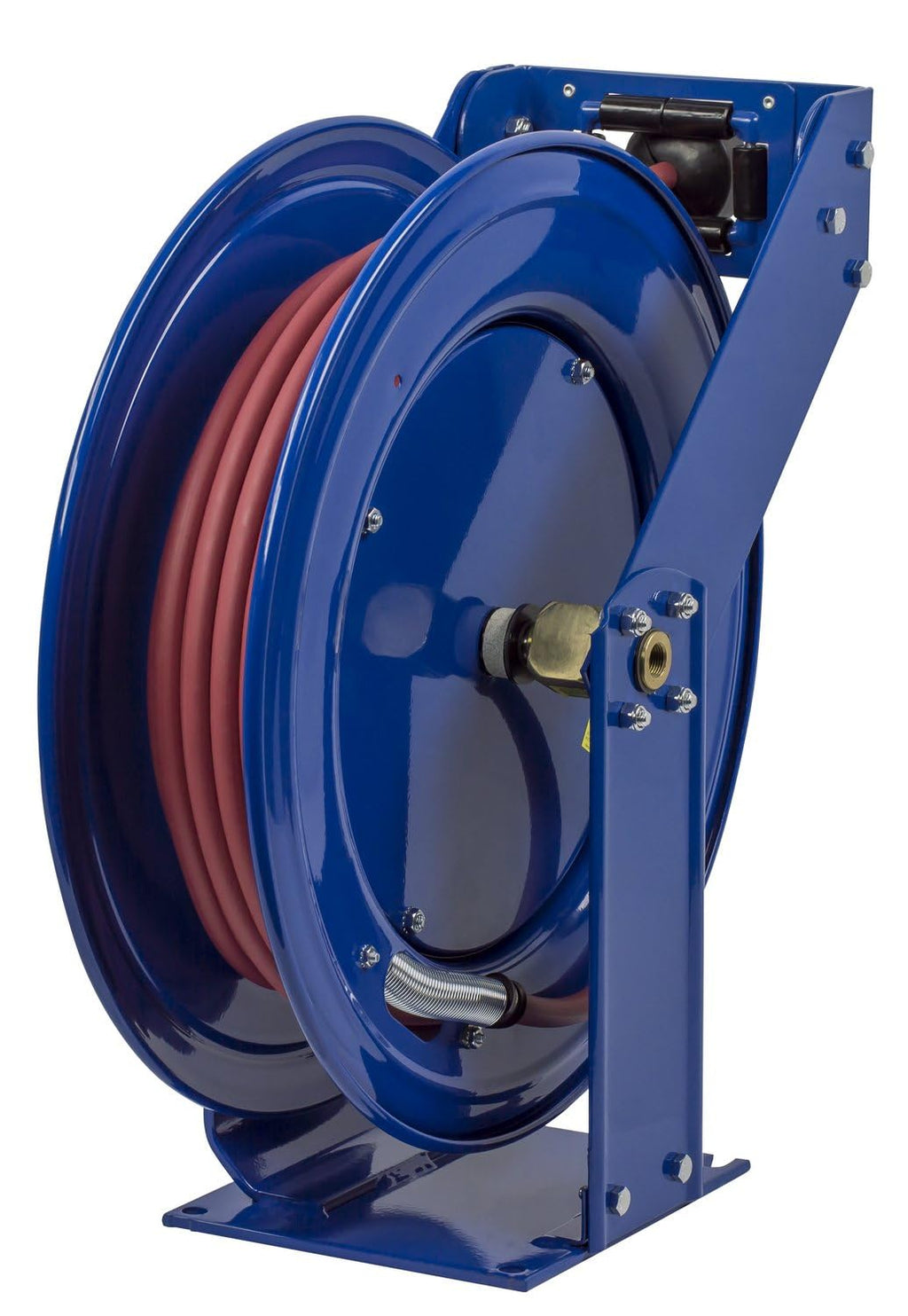 Coxreels TSH-N-475 Retractable Air, Water or Oil Hose Reel, T-Series, ½” x 75’ - Easy Maintenance with Brass Swivel and Multi-Position Mount Arm - Heavy-Duty Steel Construction, Made in USA, Blue