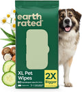 Earth Rated XL Pet Wipes for Dogs & Cats, 3-in-1 Unscented Hypoallergenic Cleaning, Deodorizing and Hydrating Extra Large Grooming for Body, Paws and Butt, Unscented, 60 Count