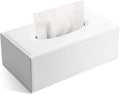 KINGFOM Rectangular PU Leather Tissue Box Cover - Facial Tissue Paper Napkin Holder for Bathroom, Home, Office, Car Automotive Decoration with Magnetic Bottom(White)