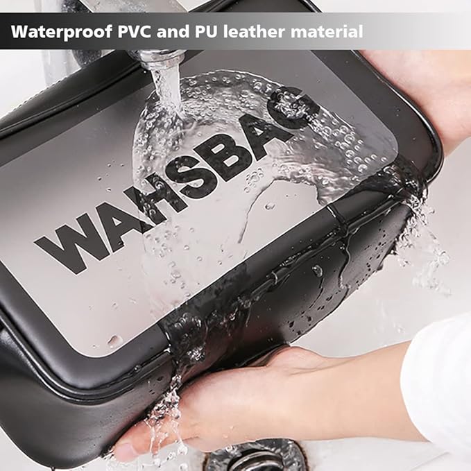 DAPOWER Travel Toiletry Bag for Women and Men, Matte Translucent Toiletry Bag with Handy Handle, Makeup Cosmetic Organizer Bag for Travel Toiletries Accessories (Black)