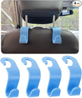 Car Seat Headrest Hook 4 Pack Hanger,Car Hook for Purse and Bag,Universal Vehicle Storage Organizer(Light Blue,4Pack)
