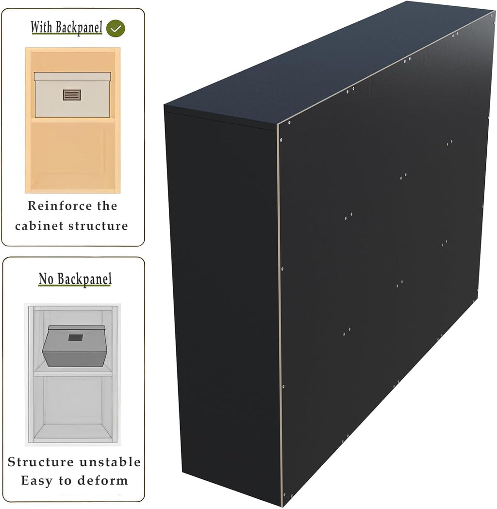 12-Cube Storage Shelf Bookcase - Wooden 3-Tier Floor Standing Open Bookshelf for Home and Office, Display Cabinet, Black