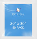 iMailer- 20" x 30" 50 Pack- 2 Mil Resealable Zip Bags- Clear Plastic Bags with Zip Top Lock for Storage, Organizing, Crafts, Travel