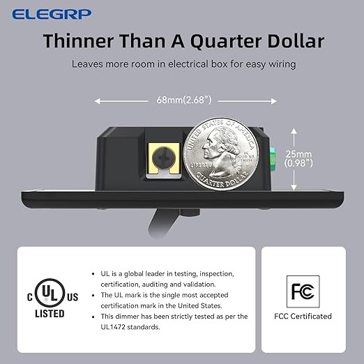 ELEGRP Digital Toggle Dimmer Switch
