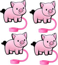Animal Straw Toppers For Stanley Cups;Straw Covers Cap Toppers Compatible With Stanley 30&40 Oz Tumbler, Reusable & Silicone Tumbler Straws Topper For 0.4 Inch Tips Animal Lover Gifts (Pig)