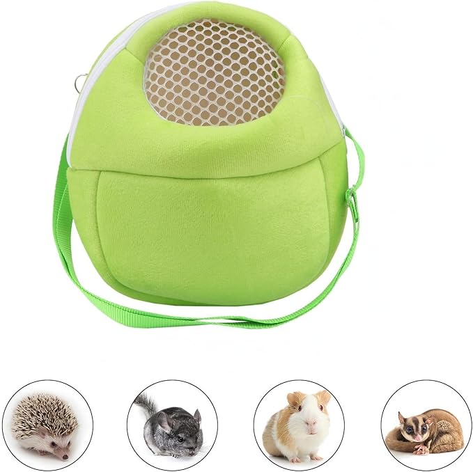Pet Carrier Backpack for Small Animals, Travel Handbag for Cat, Puppy, Guinea Pig, Hedgehog, Hamster (Green, S)