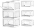 Clear Storage Bin with Lid 3 Pack 【Stackable & Sturdy】 Plastic Multifunctional Folding Storage Bins for Bedroom, Living Room, Study,Room, 23 QT Folding Box with Magnetic Door