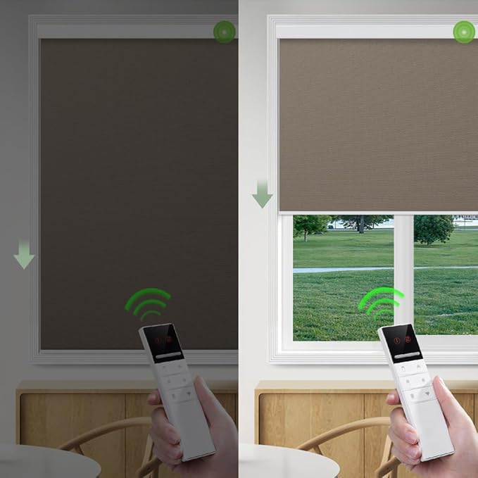 ZSHINE Motorized Blackout Window Blinds Customize Width Remote Control Wireless