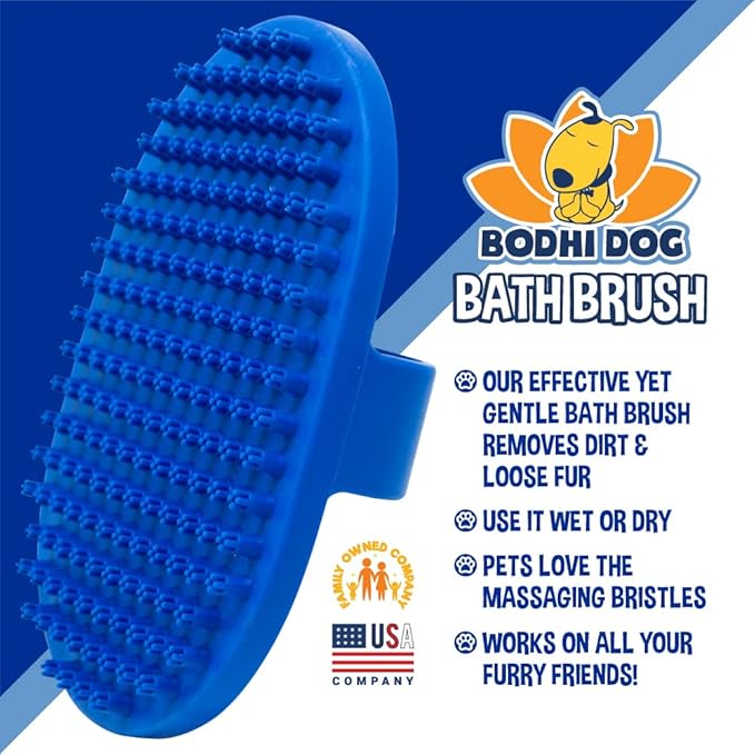 Bodhi Dog Grooming Bundle - Oatmeal Shampoo & Conditioner with Bath Brush - Pet Shower Supplies for Dogs and Cats - Gentle Care for Long, Short & Curly Hair, Safe and Effective, Made in USA