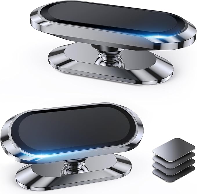 【2-PACK】Magnetic phone holder for car, [ Super Strong Magnet ] [ with 4 Metal Plate ] iPhone Magnetic car mount for cell phone, [ 360° Rotation ] Universal Dashboard adhesive Car Magnetic Phone Mount