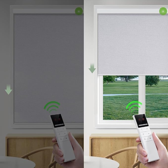 ZSHINE Motorized Blackout Window Blinds Customize Width Remote Control
