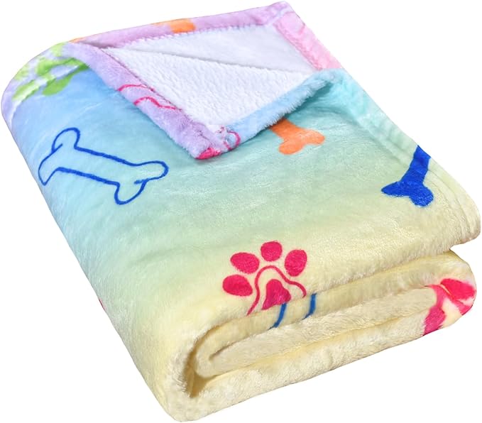 Dog Blanket,Super Soft Fluffy Premium Fleece Pet Puppy Blanket for Large Medium Dog Cat Mat Cover for Bed Couch,Cute Print, Colorful,(41 x 31 Inch)