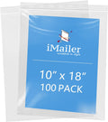iMailer- 10" x 18" 100 Pack- 2 Mil Resealable Zip Bags- Clear Plastic Bags with Zip Top Lock for Storage, Organizing, Crafts, Travel