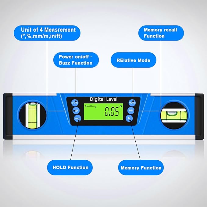 Digital Level and Protractor, 10 Inch IP54 Protected Electronic Bubble