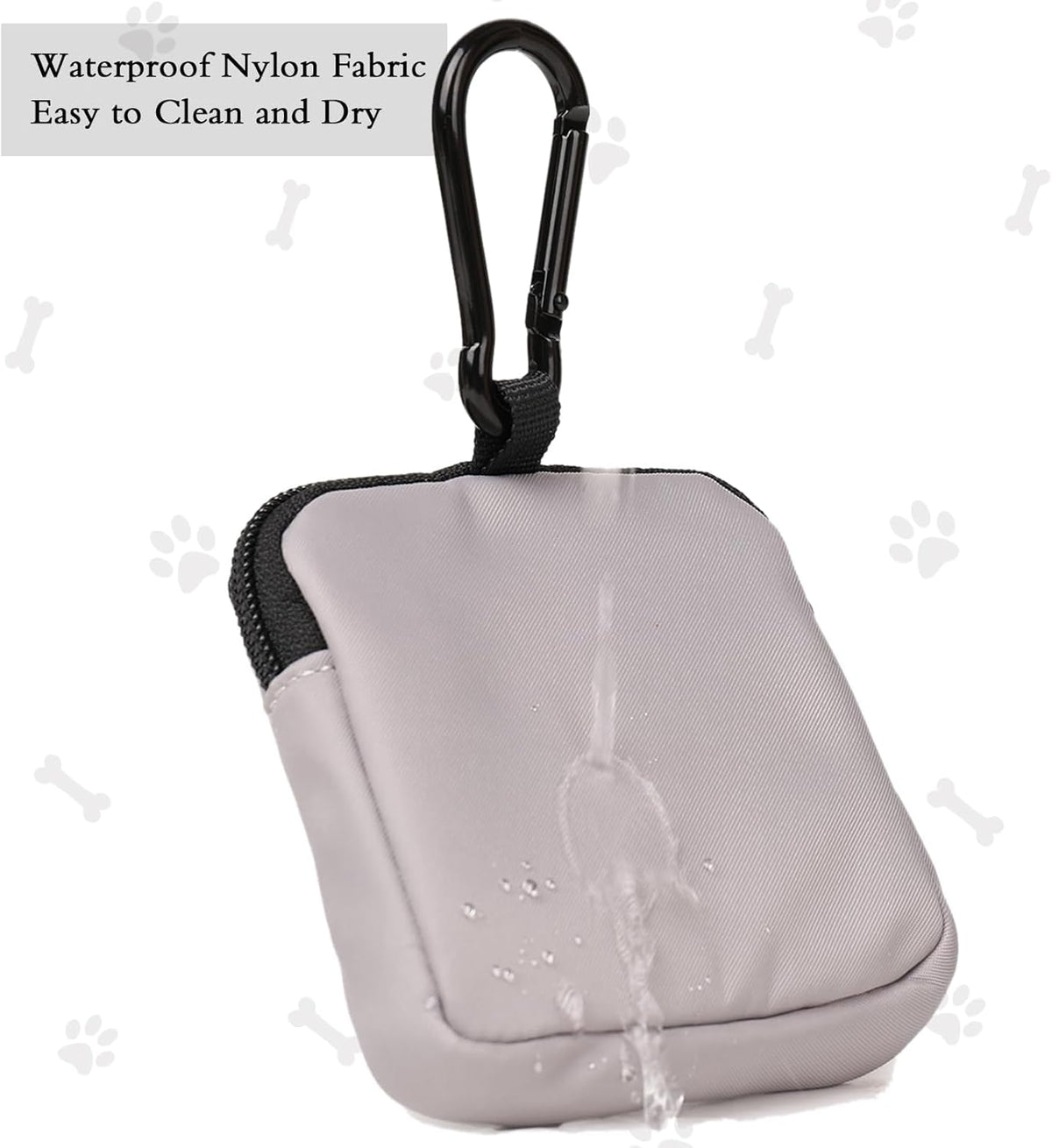 2 PCS Waterproof Small Dog Treat Bag for Leash, Hands Free Dog Walking Bag with Carabiner, Dog Poop Bag Holder for Pet Puppy Travel or Outdoor Use, Zipper Closure to Avoid Spilling