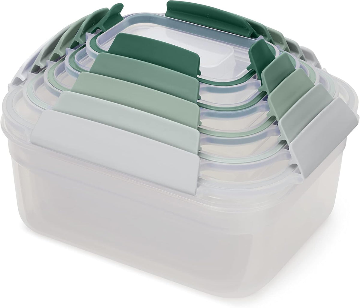 Joseph Joseph Nest Lock, 10 Piece Plastic Food Storage Container set with lids, Leak Proof, Airtight, Space Saving, Kitchen Storage, BPA free - Sage Green