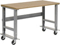 Global Industrial Mobile Adjustable Height Workbench, Shop Square Edge, 72" W x 36" D, Gray