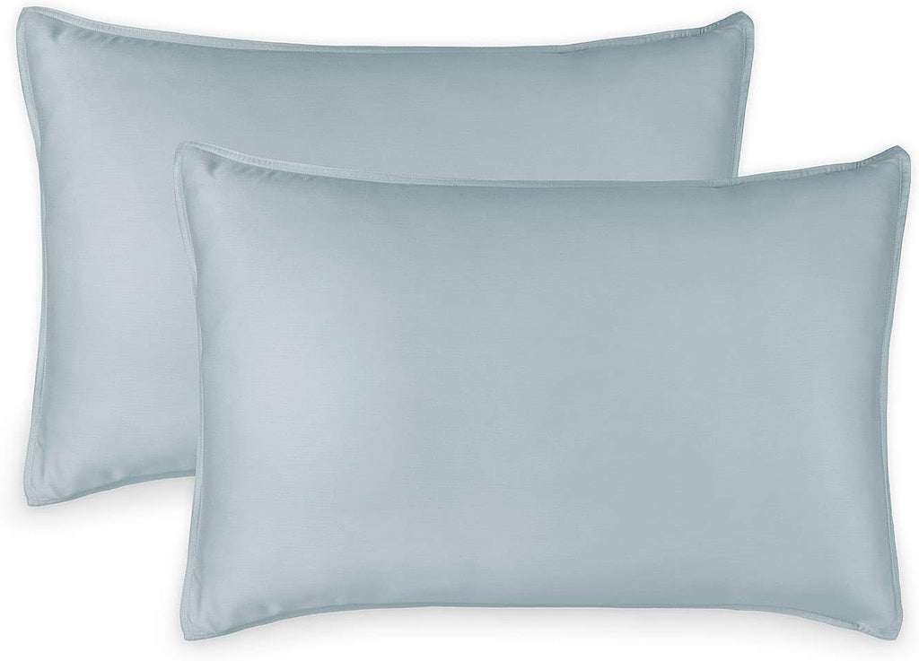 Queen Pillowcases by Pure Bamboo, Genuine 100% Organic Viscose Derived from Bamboo, Luxuriously Soft & Cooling, Double Stitching, Envelope Closure (2 Queen Pillowcases, Sterling Blue)