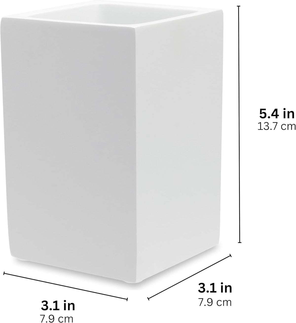 Matte White Toothbrush and Toothpaste Holder for Bathroom Vanity and Countertop, Square Organizer for Electric Toothbrushes, Floss, Razors, Cotton, and Mouthwash