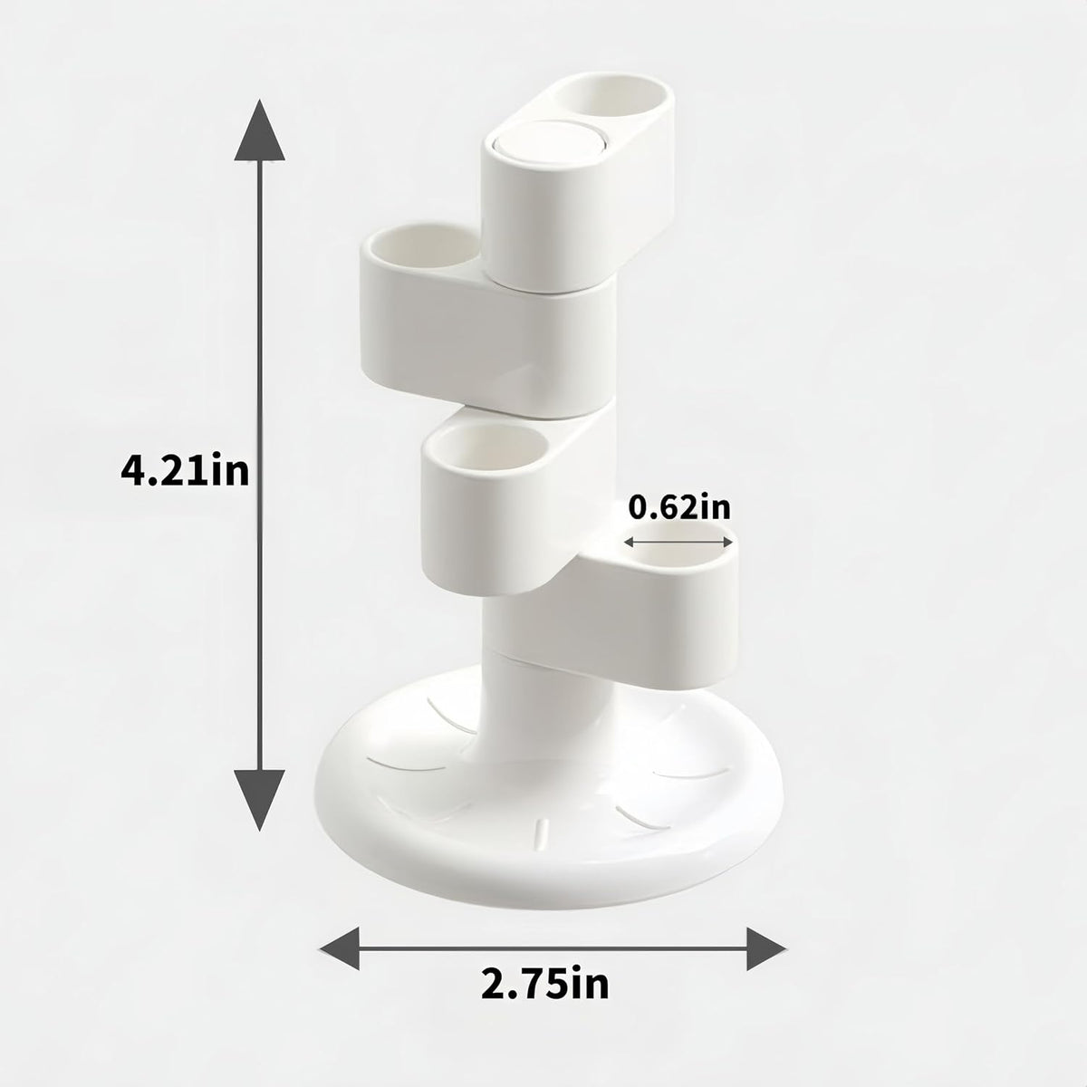 2-Pack 360° Rotating Toothbrush Organizer with Non-Slip Base, Bathroom Countertop Holder for Razors, Makeup Brushes and Toothbrush Storage, Compact Space-Saving Stand White