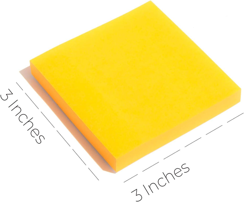 Sticky Notes 3x3 in (12 Pads) Bright Colored Super Self Sticky Pads - 100 Sheets/Pad - Easy to Post for School, Office Supplies, Desk Accessories