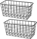 LeleCAT Small Wire Stroage Baskets, Wire Baskets for Kitchen Cabinets, Pantry, mall bags of tea and seasoning packets, Bathroom, Black, 2 Pack