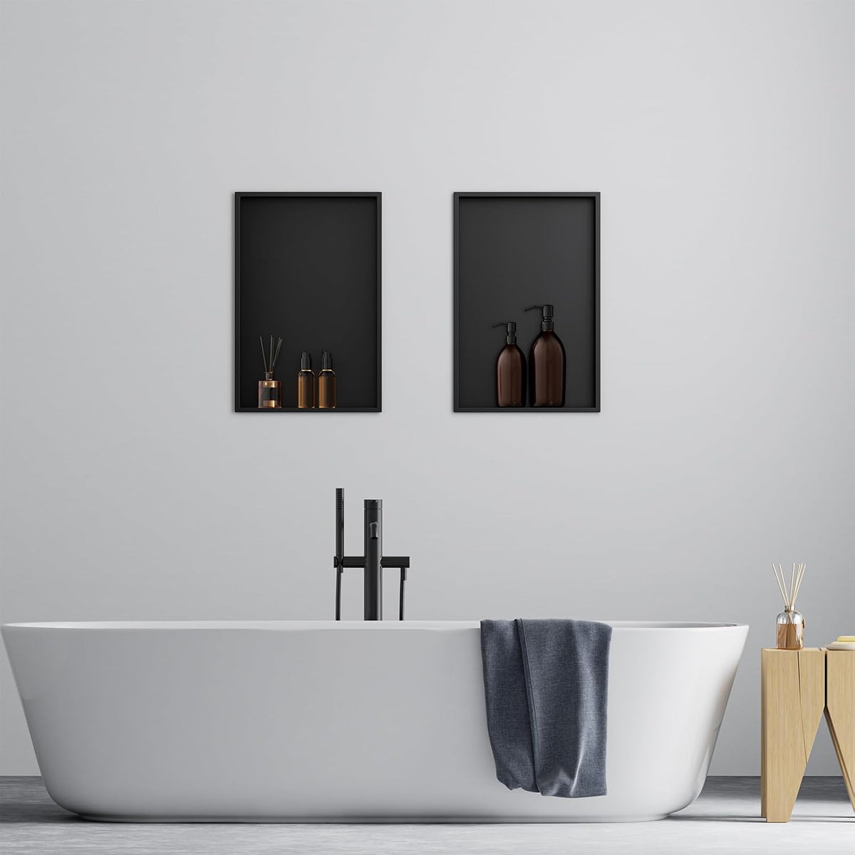 Achelous Stainless Steel Insert Shower Niche 18" X 12" NO Tile Needed, Bathroom Wall Niche Recessed Shower Shelf Organizer, Wall-inserted Niche Recessed Shower Caddy, Matte Black