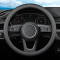 XHRING Car Steering Wheel Cover for Ford F150 F250 Raptor F250 Super Duty F350 Expedition Accessories F-150 XL XLT Lariat King Ranch Platinum Limited Lightning Tremor 2026 Leather Black 15 ½''-16''