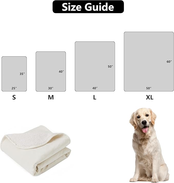 Bigbeer Waterproof Dog Blankets for Medium Dogs, Washable Pet Blanket for Indoor Cats, Plush Sherpa Puppy Throw Furniture Protector for Bed Couch Sofa(30"x40",M,Beige)