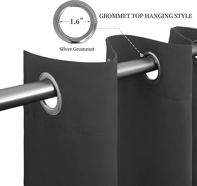 Easy-Going Blackout Curtains for Bedroom, Solid Thermal Insulated Grommet and