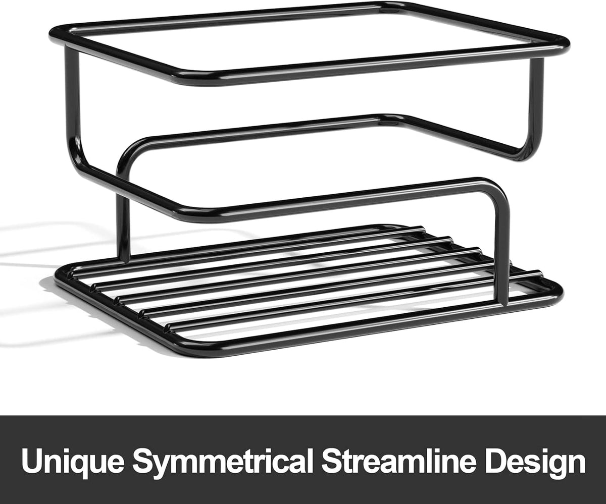 SRIWATANA Shower Caddy Hanging Over Head, Bathroom Shower Organizer Shower Rack Holder with Hooks for Razors - Black