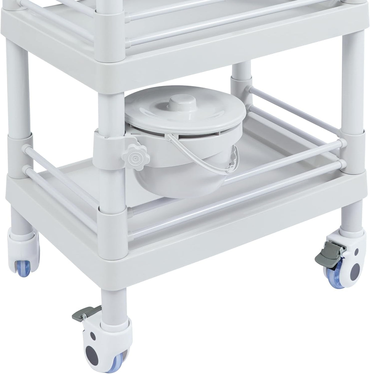 Medical Mobile Trolley Cart, Salon Storage Cart Movable Organizer Rolling Beauty Organizer Trolley 2 Foot-Operated Locking Castors 3 Open-Fronted Drawers 2 Waste Bins 176.37 Lbs Load Capacity