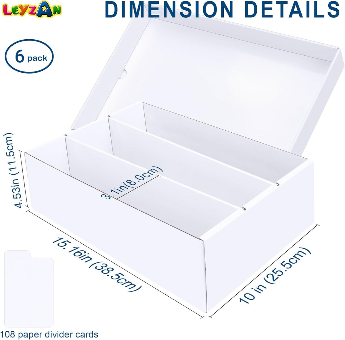 Trading Card Storage Box 6 Pack–2400 Count Cardboard Organizer with Dividers for MTG, TCG, Sports, Toploader, Commander