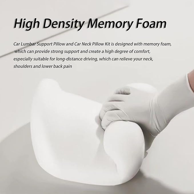 Car Lumbar Support Pillow and Car Neck Pillow Kit for Smart #1 2022 2023 2024 2025 2026, Car Seat Neck Back Rest Pillows, Ergonomic Car Seat Headrest & Lumbar Cushion,B Grey