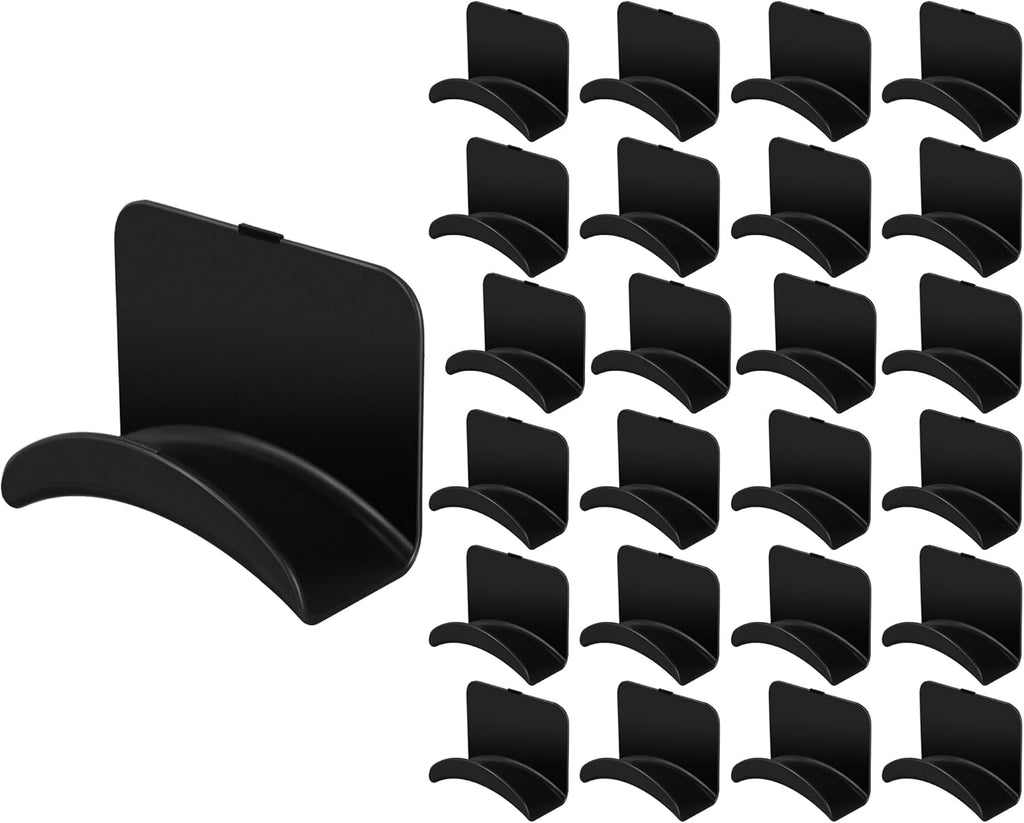 Headphone Wall Hangers Adhesive Gaming Headset Holder Hooks for Wall Mount Strong Universal Stand Hooks for Most Headphone Controller, Hat, Baseball Caps, Door, Closet(Black,24 Pcs)