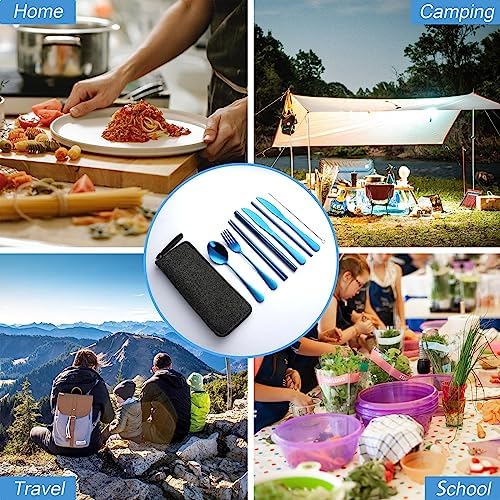 DEVICO Camping Utensils, Stainless Steel Travel Silverware Set with Case
