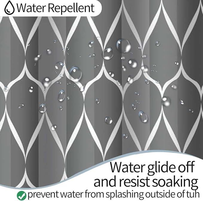 MCCKTIU Gray Modern Bathroom Shower Curtain - Waterproof Fabric, Machine Washable - 72 x 72 Inches