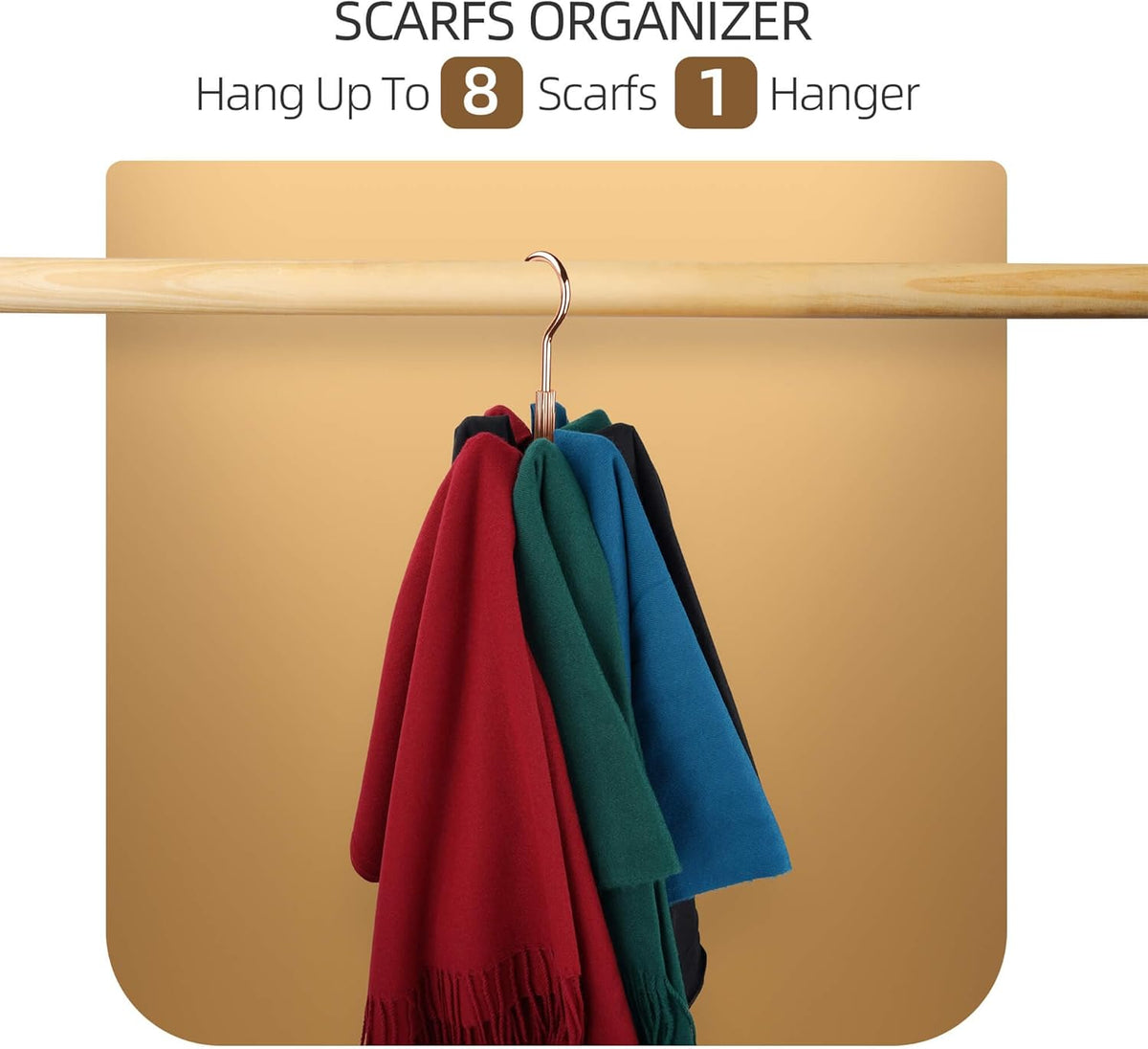 ZEDODIER Belt Hanger, 2 Pack Belt Rack Closet Accessories Organizer, Maximum 24 Storage Capacity, Hanging Holder Storage Hook for Belt, Bra, Tank Top, Tie, Scarf, Purse, Rose Gold