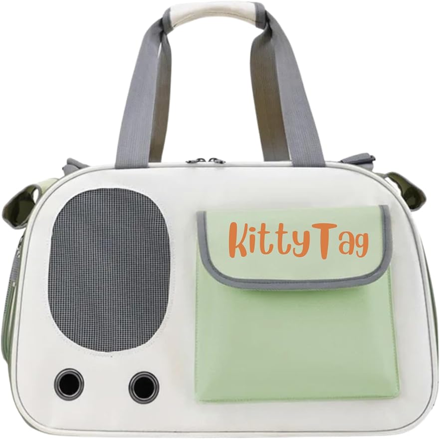 Pet Carrier, Puppy Small Dog Carrier, Cat Carrier Bag, Waterproof Premium PU Leather Carrying Handbag for Outdoor Travel Walking Hiking Shopping (Green)