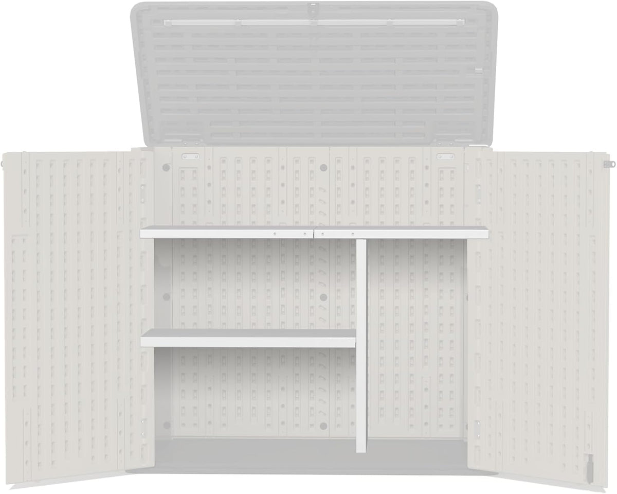 Storage Shed Shelf, Weatherproof Metal Shelf for 30 cuft Tool Cabinet, Ideal for Outdoor Use, with Screw and Nuts Easy Assembly, 45.6''L×13.2''W×30.1H, White