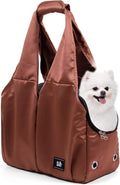Dog Purse Carrier for Small Dogs, Cats, and Puppies – Soft-Sided Travel Pet Tote Bag with 4 Large Pockets, Foldable, Lightweight, Fits Pets up to 15 lbs, for Travel, Outings (Brown)