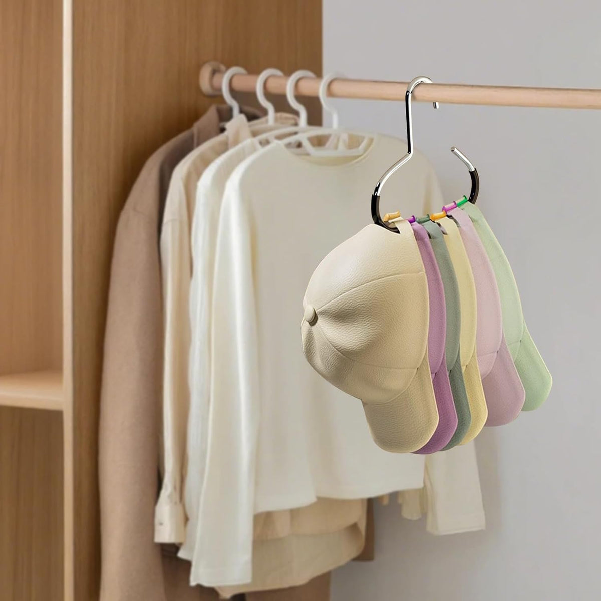 Maximize Closet Space with Versatile Storage, Hat Hangers for Closet, Hat Organizer, Multi-Functional Organizer Space Saving for Hats, Ties, Scarves, Delicate Fabrics (3pcs*Grey)