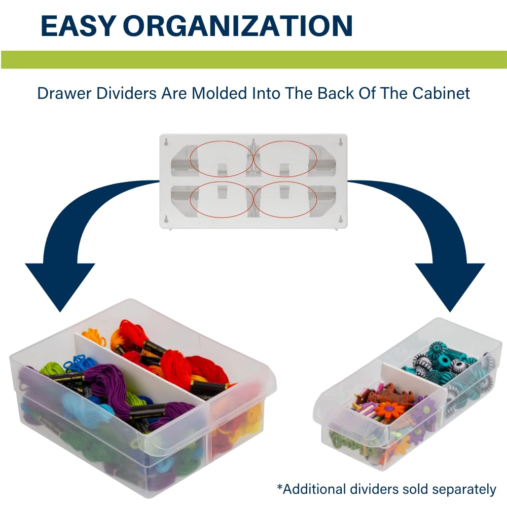 Akro-Mils 26-Drawer Plastic Drawer Storage Cabinet for Garage Organization, Bead Organizer, Building Bricks Storage, Teacher Toolbox, Makeup Organizer, 20-Inch W x 6-Inch D x 10-Inch H, 10124 White
