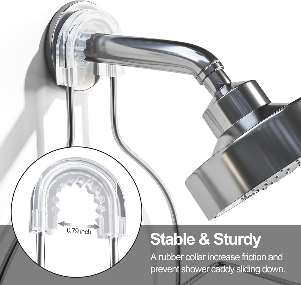 SRIWATANA Shower Caddy Organizer Hanging Over Head, Bathroom Shower Rack Hanger with Hooks for Razors - Chrome