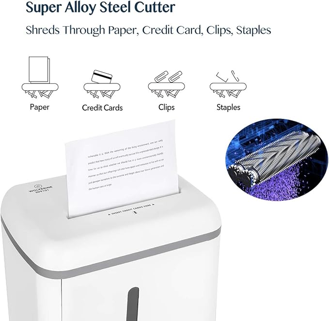 WOLVERINE 8-Sheet Super Micro Cut High Security Level P-5 Ultra Quiet