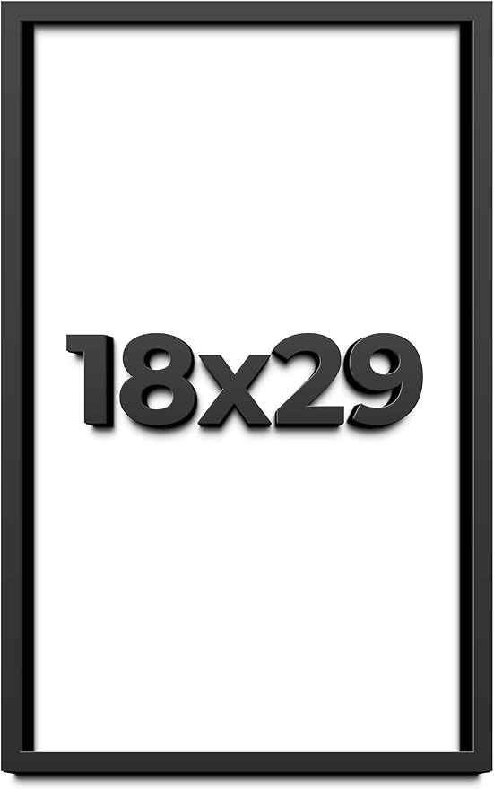 18x29 Shadow Box Frame Black | 1 Inch Deep Solid Wood Shadowbox Display Frame |