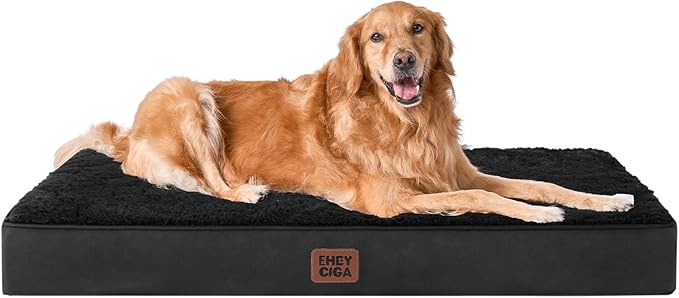 EHEYCIGA Orthopedic XL Dog Beds for Extra Large Dogs with Removable Washable Cover for Crate, Black, 41x27
