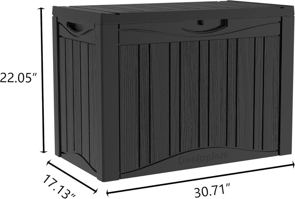 TARKARI 50 Gallon Lockable Resin Deck Box, Waterproof & UV-Resistant Outdoor Storage Box for Outdoor Cushion Storage, Garden Tools & Pool Accessories Storage, Black